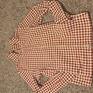 Gingham collared zip up